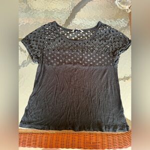 American Eagle cutout mesh black short sleeve top women’s size small
